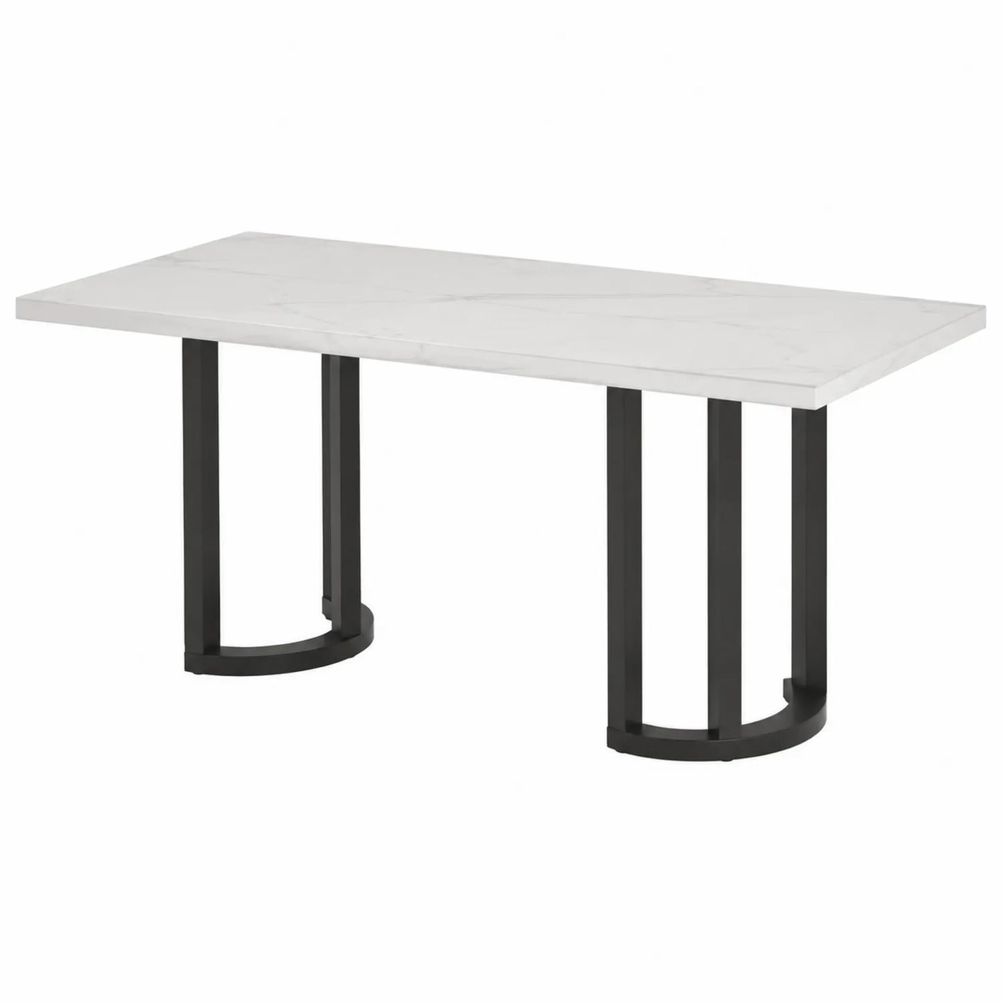 Mesa de comedor de mármol blanco y metal 200x90x75 cm