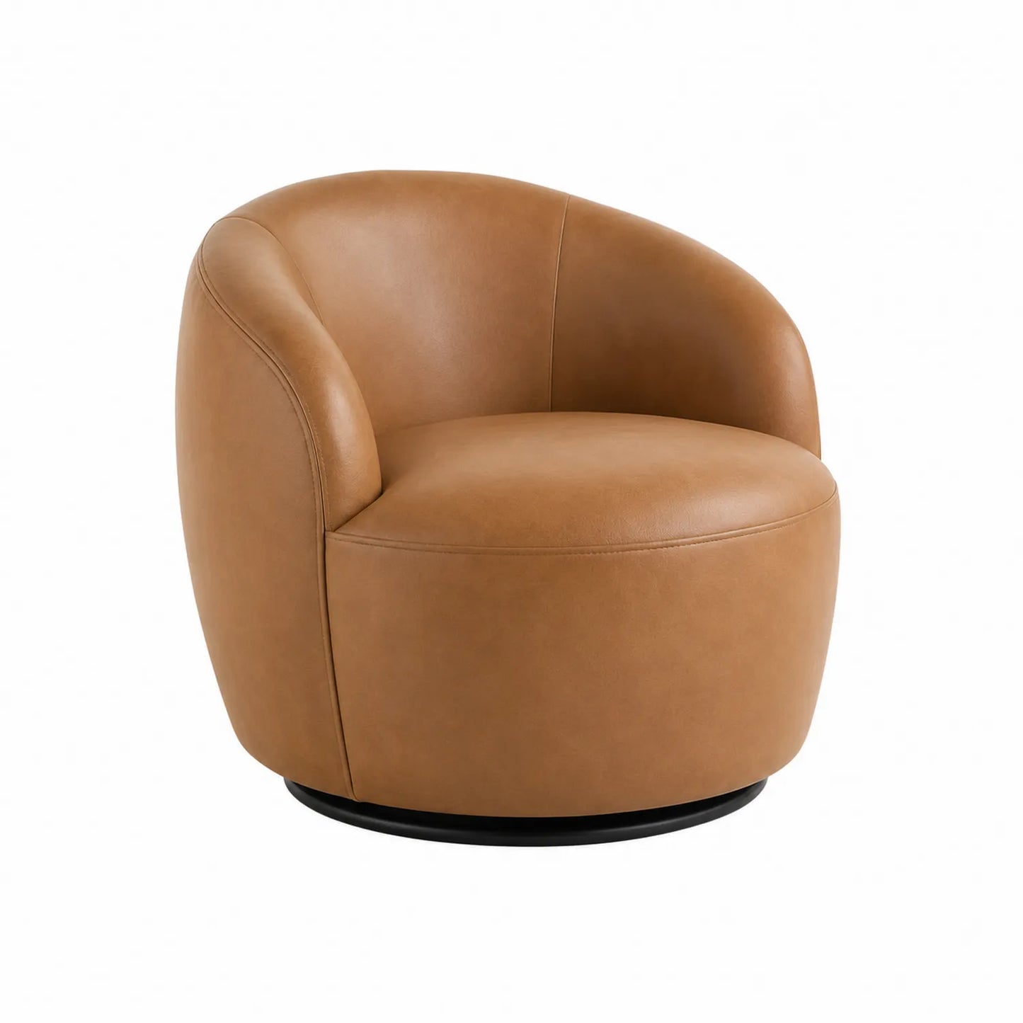 Silla giratoria de cuero sintético marrón 75x70x65 cm