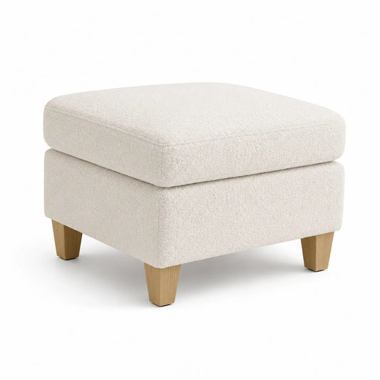 Reposapiés cuadrado de tejido bouclé beige 50x50x40 cm