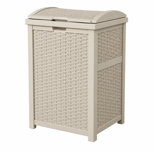 Cesto de almacenamiento de plástico trenzado beige 45x34x60 cm