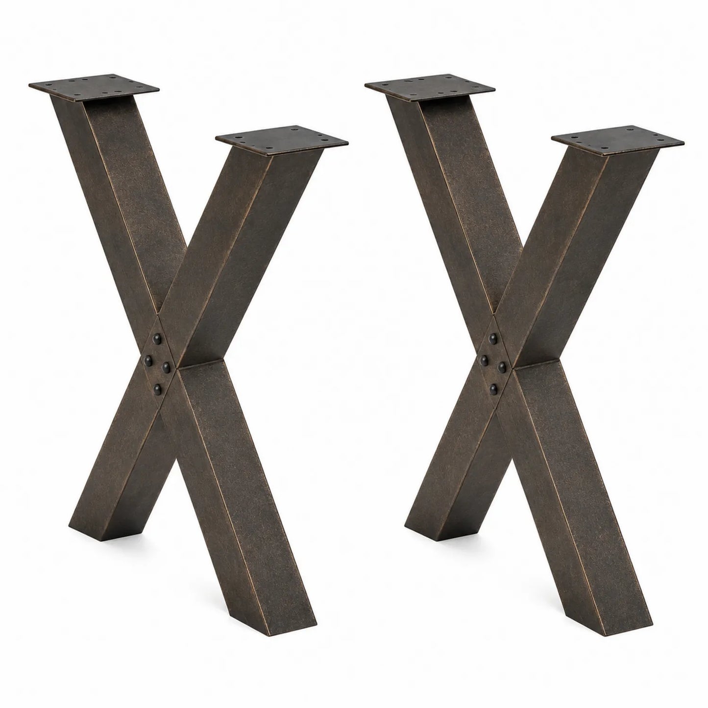 Juego de patas de mesa en X de acero marrón 71 cm