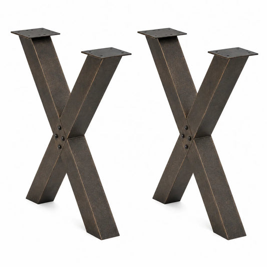 Juego de patas de mesa en X de acero marrón 71 cm